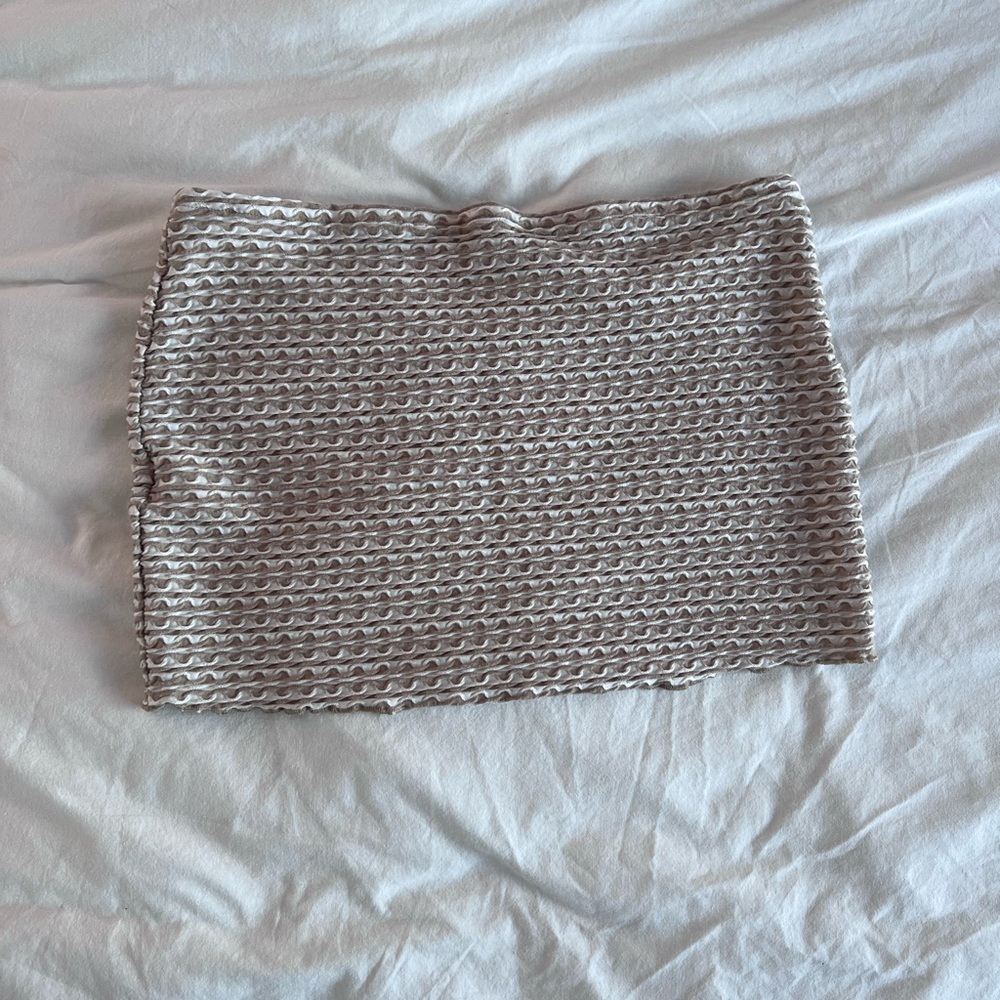 Urban Outfitters beige and white patterned mini skirt